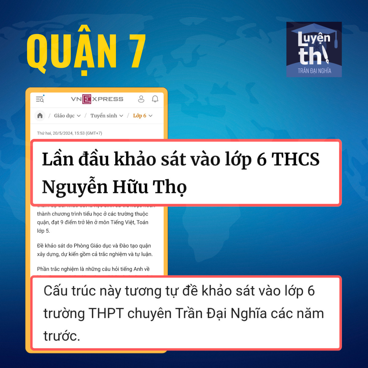 nội dung đề thi vào lớp 6