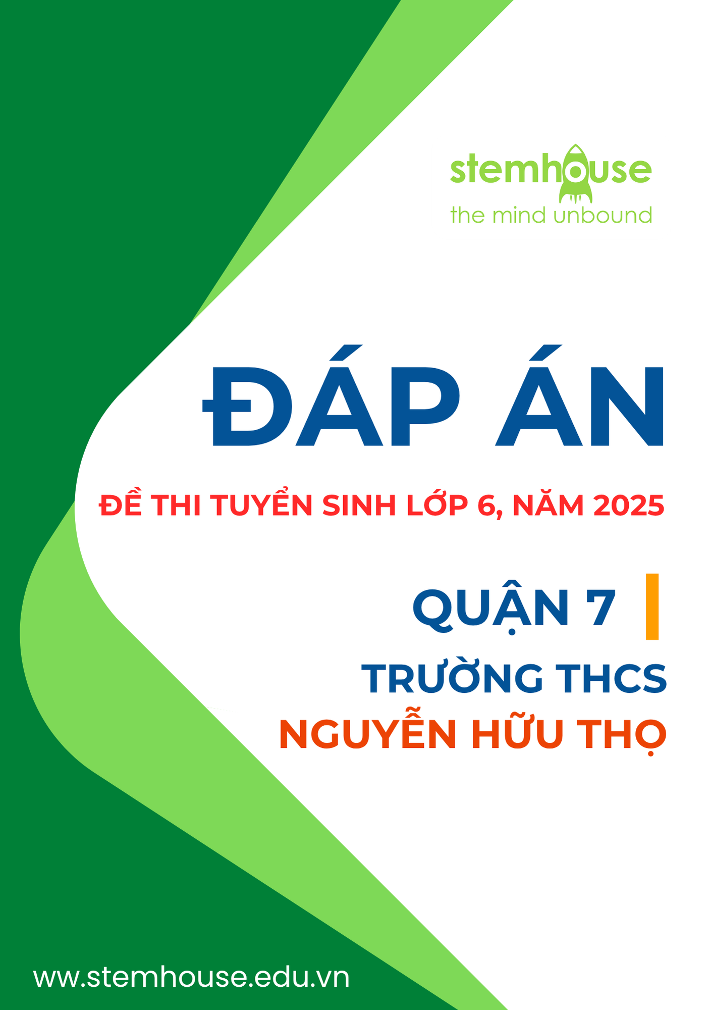 📘 [ĐÁP ÁN CHÍNH THỨC] Đề Thi Vào Lớp 6 Trường THCS Nguyễn Hữu Thọ Năm Học 2025–2026